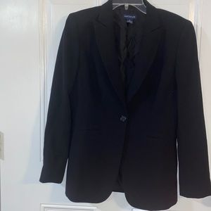 Black One Button Closure Structured Blazer Suit Jacket Coat